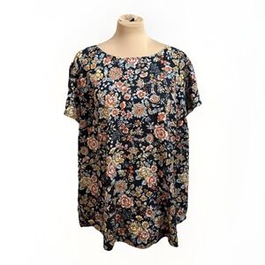LOFT Multicolor Floral Top | Women's Plus 24W‎ | Cottagecore Romantic Flowy Top